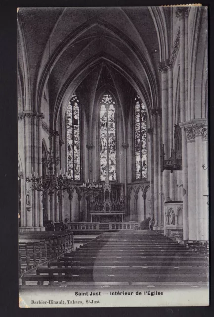 SAINT JUST EN CHAUSSEE oise CPA 60  l' église l' intérieur sur carte toilée gris