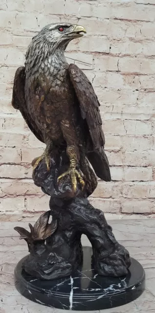 Large Solid Cast Bronze American Eagle Sculpture on Marble Base Figurine Sale