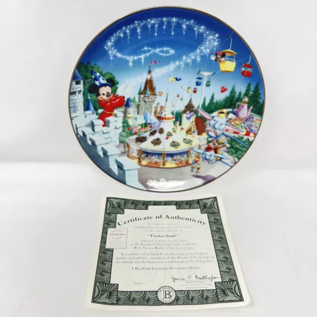 Collector Plate Walt Disney World 25th Anniversary Fantasyland # 2 OF 12 COA