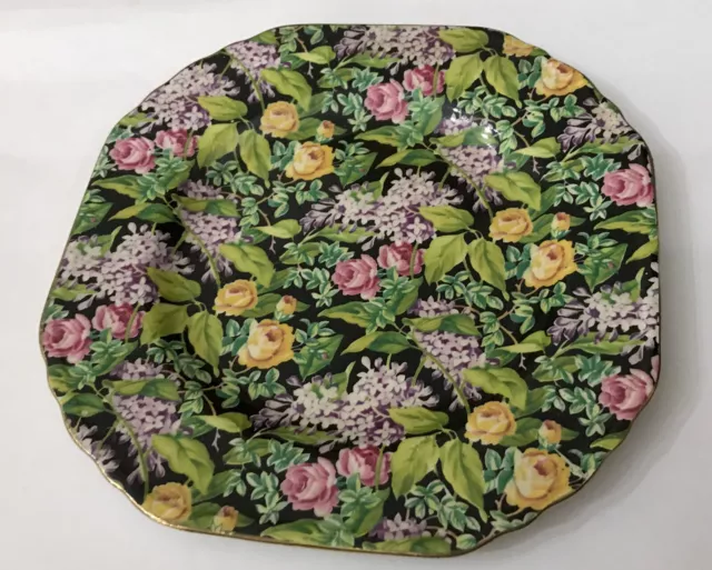 VINTAGE LORD NELSON WARE CHINTZ BLACK BEAUTY ENGLAND FLORAL 16.5cm SIDE PLATE