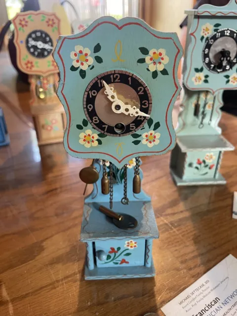 Vintage Heco 12” German Miniature Grandfather Clock.