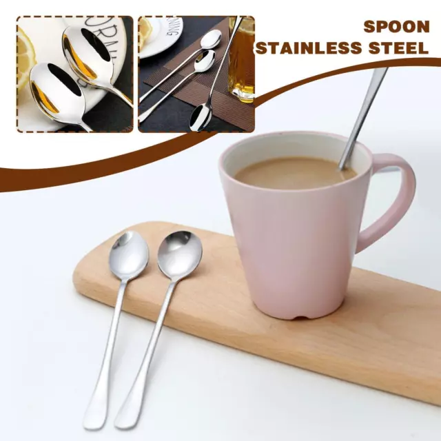 1pc Long Handle Spoon Stainless Steel Stirring Mixing Tea Coffee Cream Ice A6A6 3