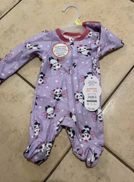 Purple Pandas One Piece Footed Sleeper Pajama PJ Boys Girls Preemie