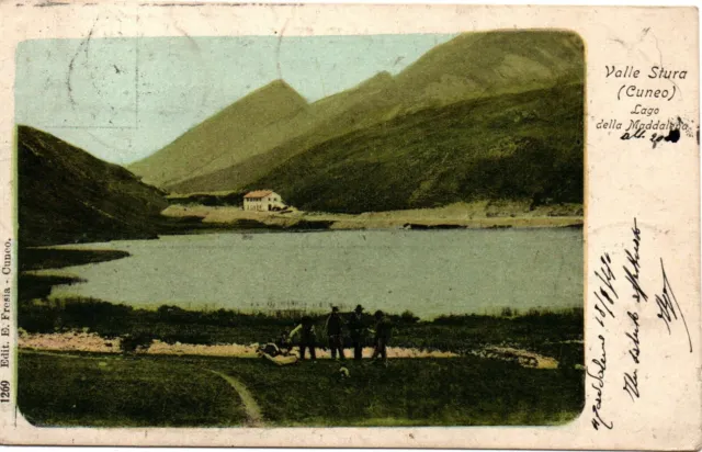 Valle Stura-Il Lago- Viagg.1911-Bella Affrancatura Multipla