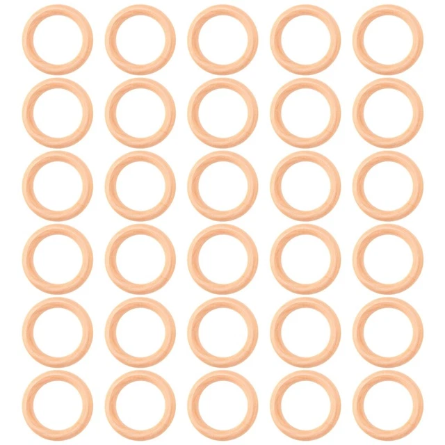 30 Pcs Natural Wood Rings 60mm Unfinished Macrame Wooden  Wood Circles for T1