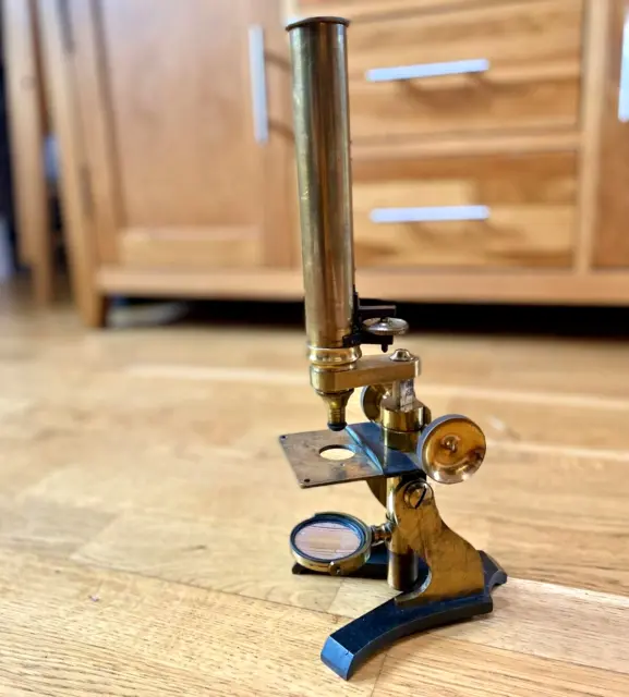 Victorian Antique Brass Desktop Jh Stewart London Microscope