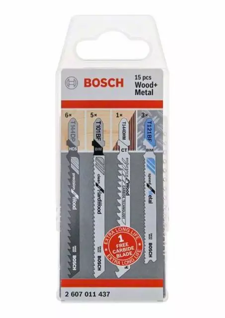 Bosch 15-teiliges Jeu de Lames de Scie Sauteuse pour Bois Et Métal , Tige en T