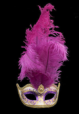 Mask from Venice Colombine IN Feathers Ostrich Lina Purple 1443 VG10