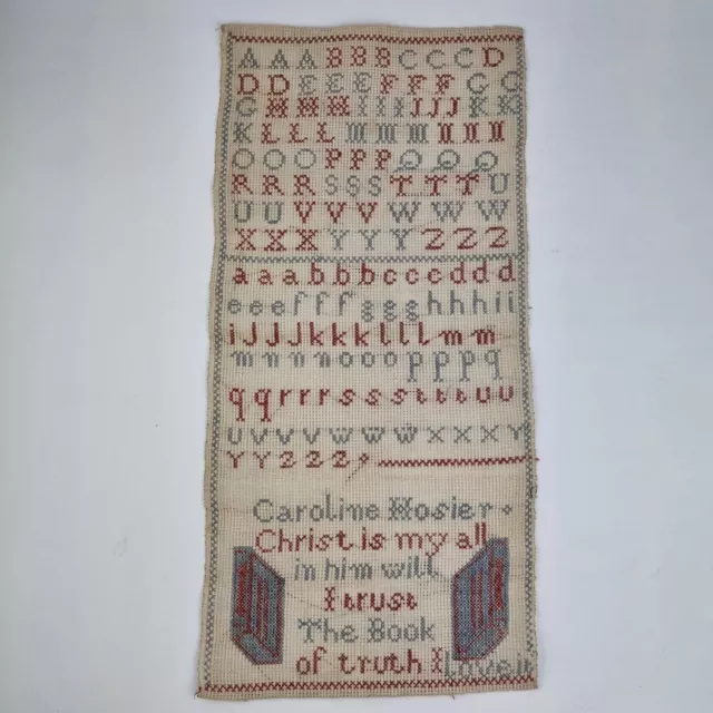 Vintage /Antique Needlework Sampler By Caroline Hosier Alphabet Etc.