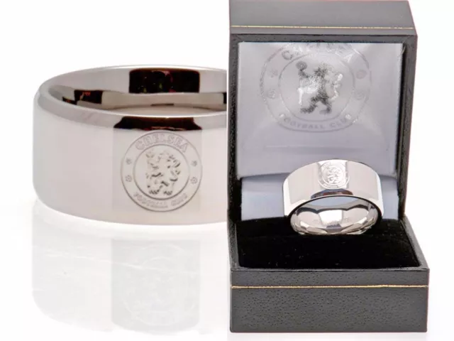 Chelsea Fc Stainless Steel Crest - Band Ring Complete In Gift Box Cfc Size R U X