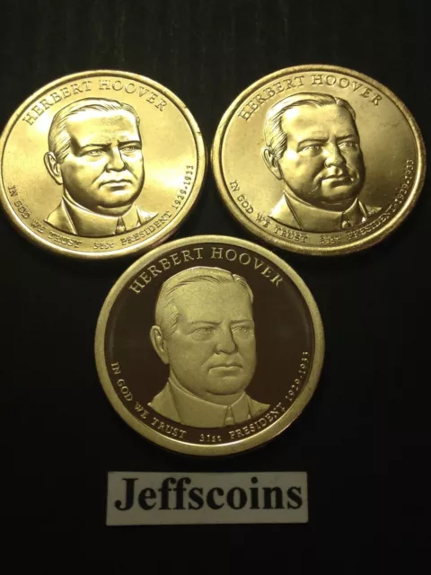 2014 PDS Herbert Hoover Presidential Golden Dollar $ MINT Roll 3 Coin P D S Set