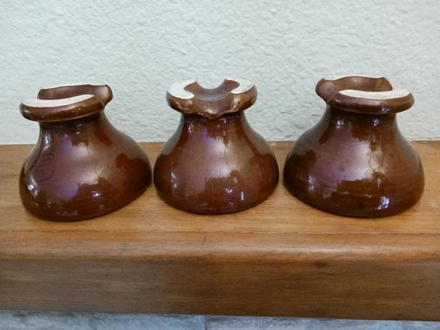 Vintage Pinco 63 Brown Ceramic Insulator, Candle holder, Paperweight 6