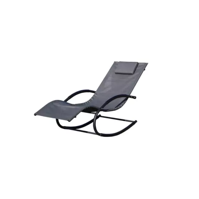 moda furnishings Outdoor Rocking Chair 25" Textilene/Steel Water Resistant Black