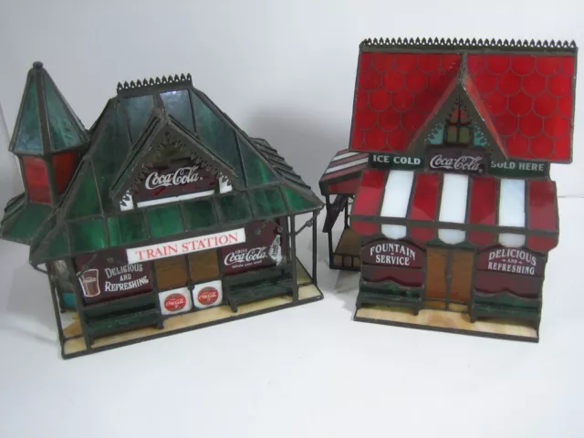 Coca-Cola Stained Glass Train Station & Corner Store Coca Cola No Lights