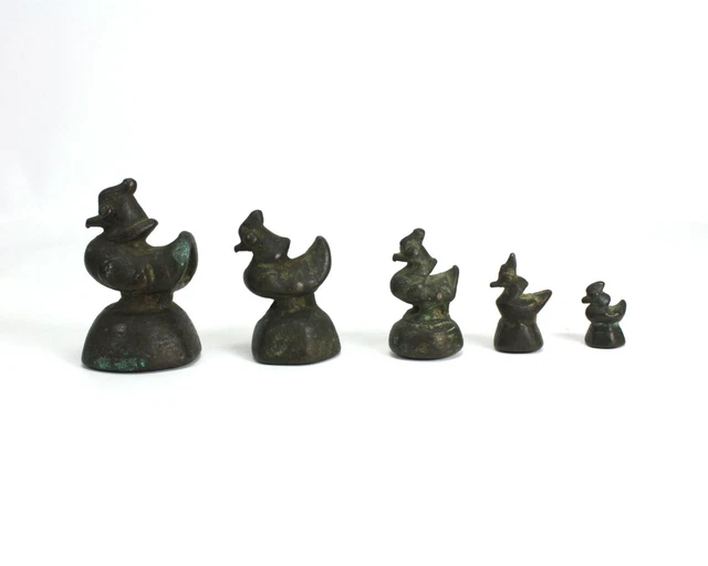 Group of 5 Antique Burmese Opium Weights, Hintha Bird, B5, Guaranteed Original