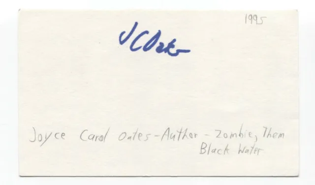 Joyce Carol Oates Signed 3x5 Index Card Autographed Signature Author Writer