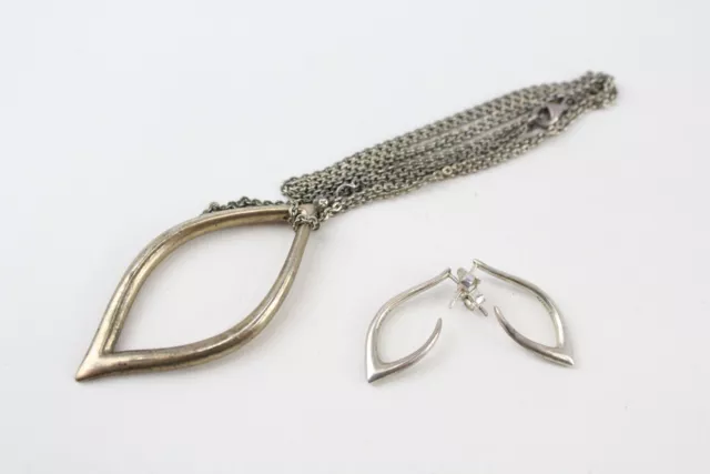 Sterling Silver Kit Heath Jewellery Set Necklace Earrings Celtic x 2 (21g)