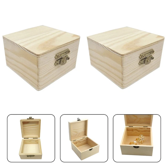 Caja de almacenamiento de joyas de madera de pino con tapa con bisagras estilo vintage estuche para baratijas