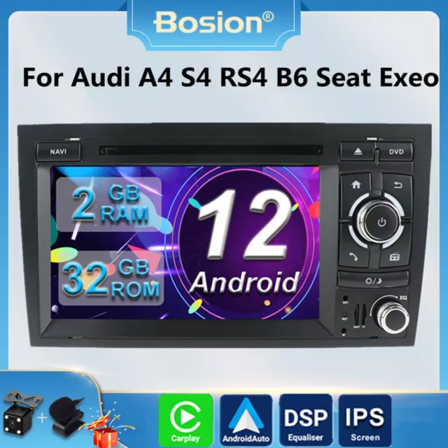 For Audi A4 S4 RS4 B6 Seat Exeo Android 12 Autoradio Carplay GPS Navi DAB+ WiFi