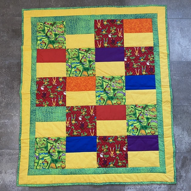 Handmade Child Toddler Quilt TMNT Teenage Mutant Ninja Turtles Flannel Play