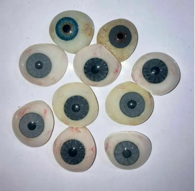 Human Prosthetic Eye ~ Antique Artificial Eyes Mix Grey Set Of 10 Pcs.