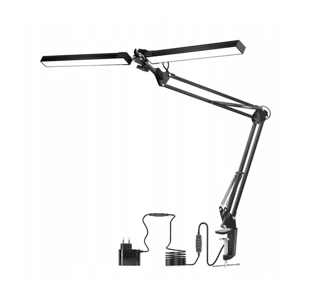 Desk Adjustable Lamp Dual Head Drawing Table Metal Led Light Home Office Tool EU