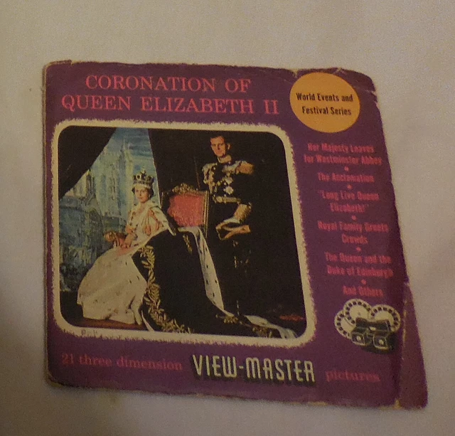 3 reels Coronation Of Queen Elizabeth II View-Master  Booklet  1953,vintage