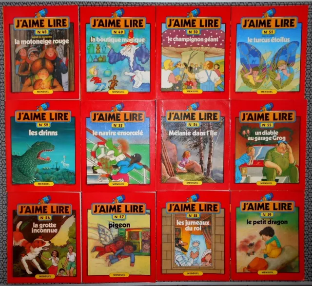 LOT 12 Magazines Mensuel Anciens J'AIME LIRE n°48 à 59 Année 1981 Complet BAYARD