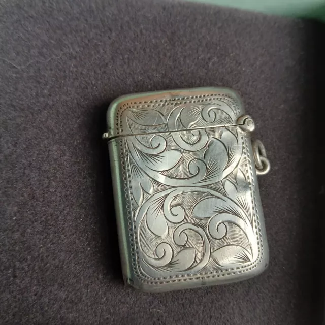 antique solid silver cigarette vesta case gilt interior 1908 birmingham hallmark