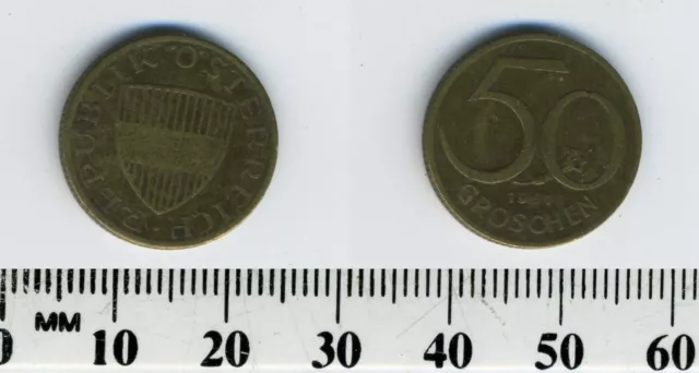 Austria 1961 - 50 Groschen Aluminum-Bronze Coin - Austrian shield 3