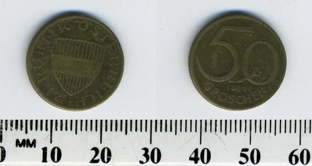 Austria 1961 - 50 Groschen Aluminum-Bronze Coin - Austrian shield 3
