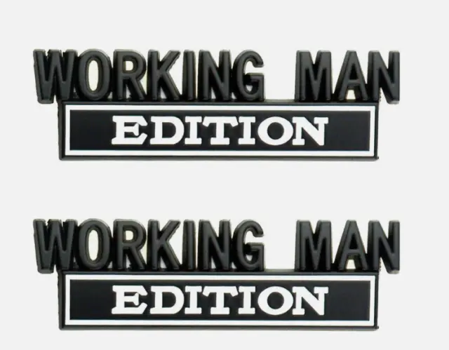 2Pc WORKING MAN EDITION Emblem 3D Metal Car Truck Badge Logo Black White