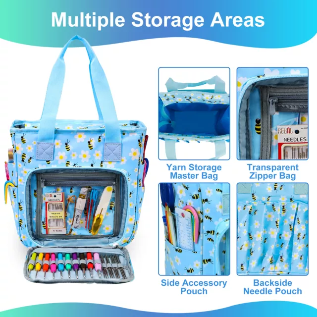 Knitting Storage Bag Portable Yarn Storage Tote Large Capacity Crochet PaIGs