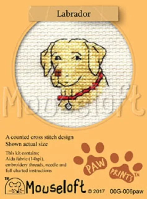 Mouseloft Stitchlets 'Paw Prints - Labrador' Cross Stitch Kit