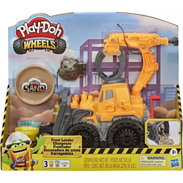 Camión de juguete con cargador frontal Play-Doh con compuesto no tóxico en 2 colores