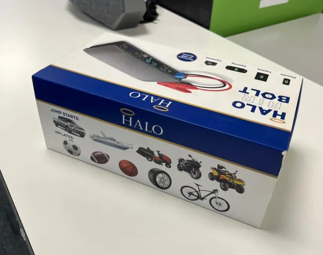 Halo Air Bolt Emergenza Auto Jump Starter con Pompa Pneumatici Nuovo con Scatola