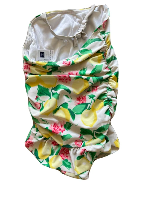 Janie & Jack Toddler Girls One Piece Swim Suit lemons Ruffled Size 4 4T