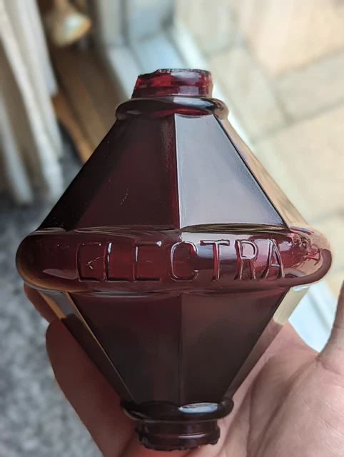 ***RARE*** Dark Oxblood Red Glass Electra Cone Lightning Rod Ball Globe