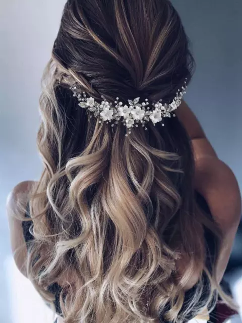 Flower Wedding Hair Vine Silver Bride Headband Crystal Bridal Hair Accessories f