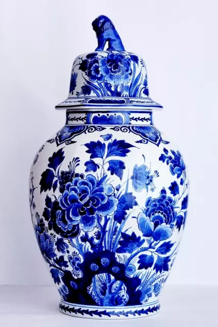 Royal Delft Porceleyne Fles Xl Ginger Jar Lidded Vase 19.7 Inches Excellent