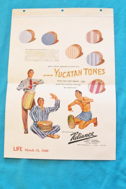 Vintage Reliance Manufacturing Co. Yucatan Tones Advertisement Pitch - Life 1948