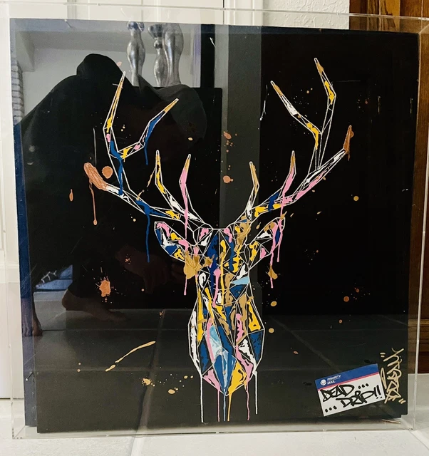 “Dead Drip” by DreAm Graffiti Art Original Acrylic Box Frame Canvas (23.5x23.5)