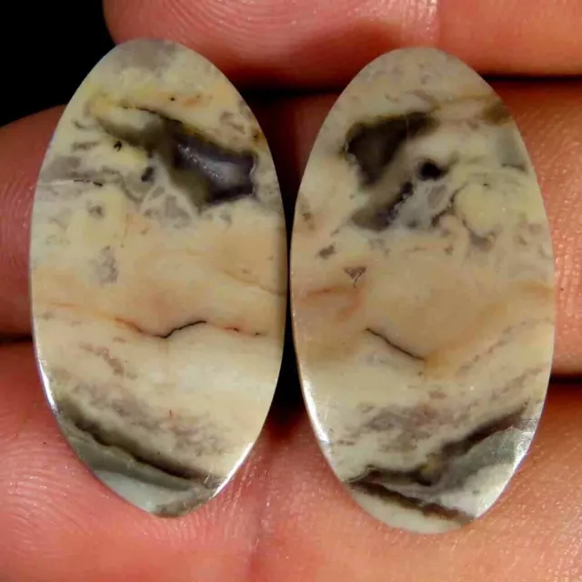 24.40Cts. 100%natural Wave Jasper organic tunnels cab oval matched pair gemstone