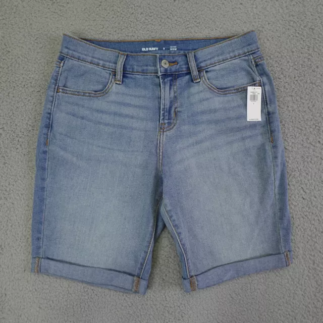 Old Navy Shorts Womens 2 Blue Mid Rise Wow Cuffed Bermuda Stretch Light Denim 9"