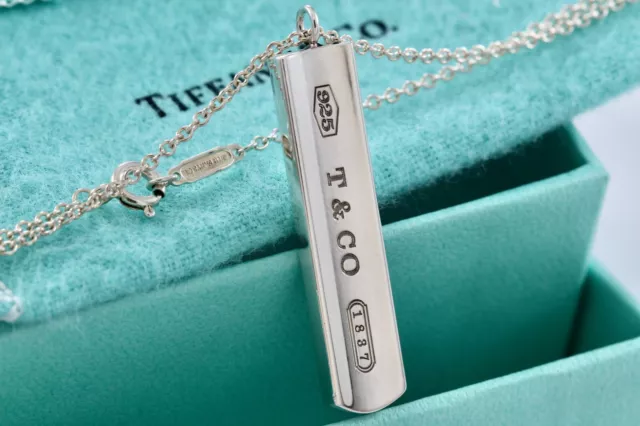 Tiffany & Co. 1837 Silver Bar Pendant Chain 16" Necklace