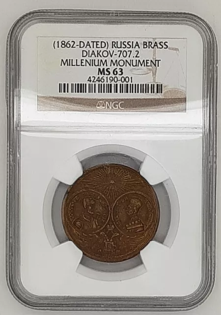 1862 Russia: Alexander II brass Medal NGC MS63