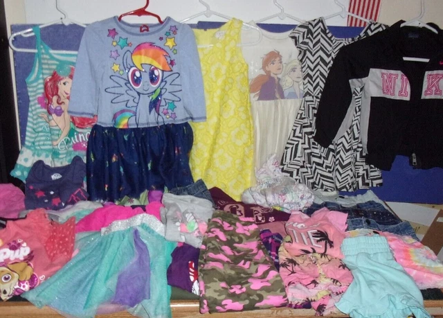 Bundle of 40 Pieces Girl's Clothes sz 4T- Tops-Shorts-Dresses-Skirts-Jacket-PJ's