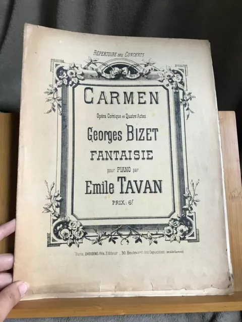 Emile Tavan Fantaisie pour piano sur Carmen de Bizet partition Choudens
