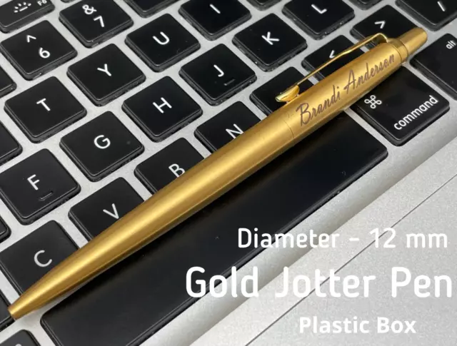 Personalized Custom Engraved Parker Jotter Gold Ballpoint Pen Blue Black Ink
