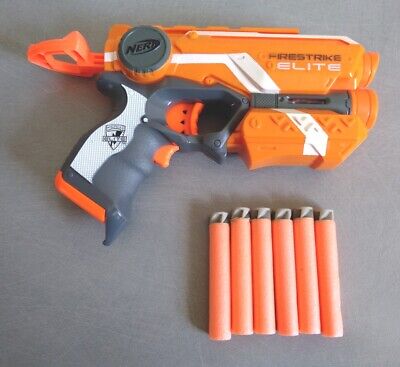 Pistolet NERF N-STRIKE ELITE FIRESTRIKE Orange Effet Lumineux + 6 Fléchettes